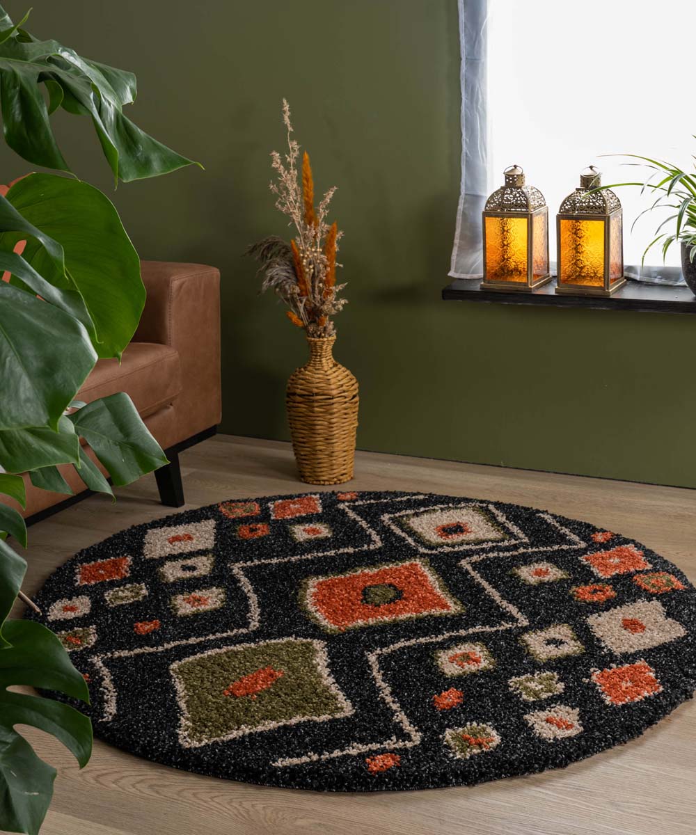 Round boho rug - Artisan anthracite/multi - sfeer Round boho rug - Artisan anthracite/multi - sfeer