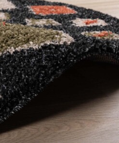 Round boho rug - Artisan anthracite/multi - close up, thumbnail Round boho rug - Artisan anthracite/multi - close up, thumbnail