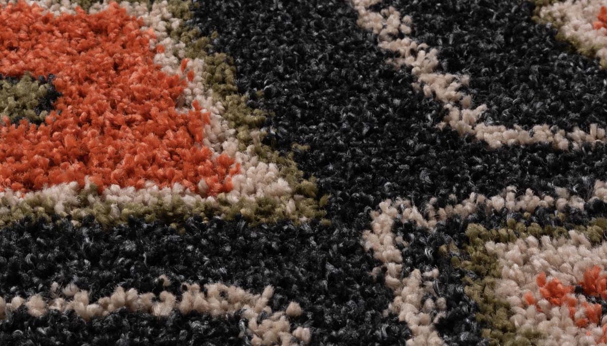 Round boho rug - Artisan anthracite/multi - close up Round boho rug - Artisan anthracite/multi - close up