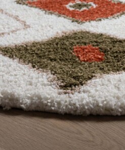 Round boho rug​ - Artisan white/multi - close up, thumbnail