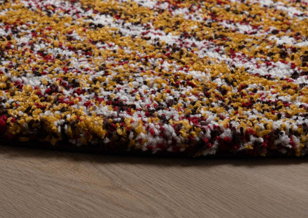 Round berber rug - Artisan Essa multi/ochre yellow - close up Round berber rug - Artisan Essa multi/ochre yellow - close up