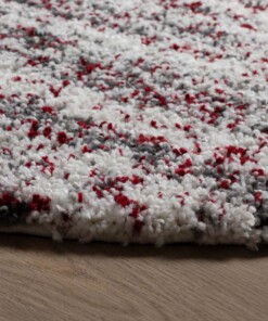 Round berber rug - Artisan Essa grey/red - close up, thumbnail
