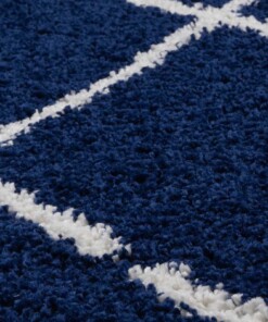 Round Thick Diamond Rug Artisan - Navy blue/White - close up, thumbnail
