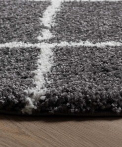 Round berber rug - Artisan grey/white - close up, thumbnail