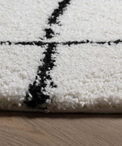 Round berber rug - Artisan white/black - close up, thumbnail Round berber rug - Artisan white/black - close up, thumbnail