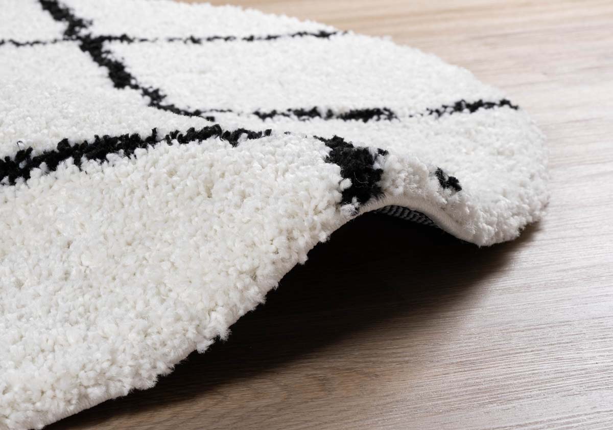 Round berber rug - Artisan white/black - close up Round berber rug - Artisan white/black - close up