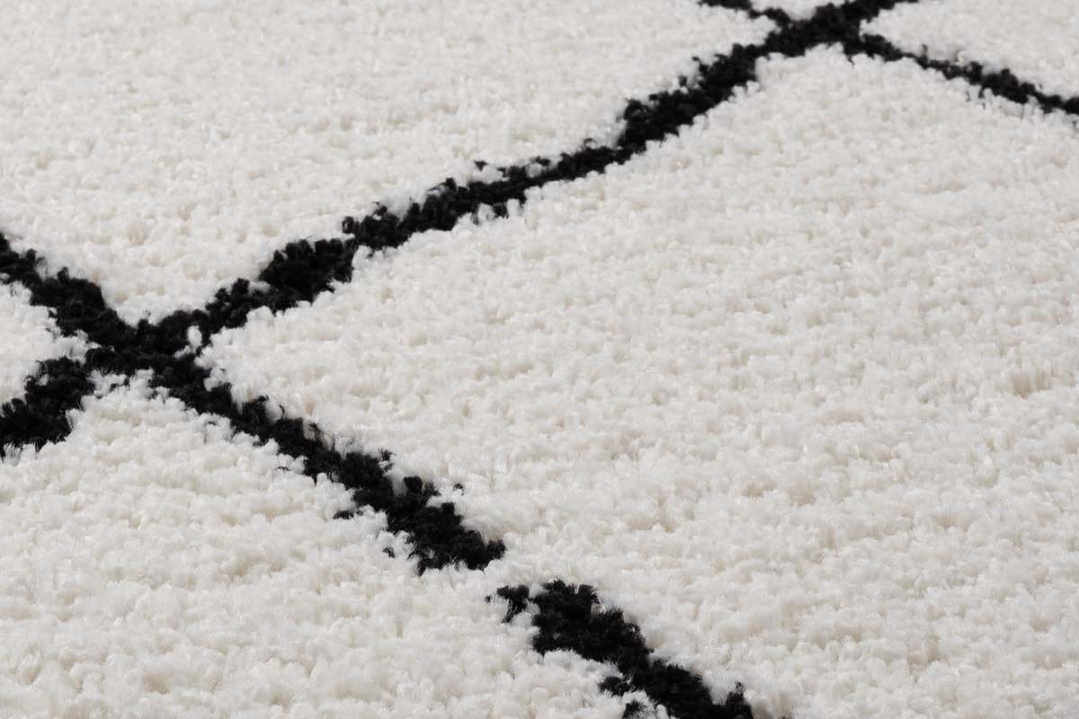 Round berber rug - Artisan white/black - close up Round berber rug - Artisan white/black - close up