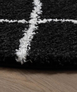 Round Thick Diamond Rug Artisan - Black/White - close up, thumbnail