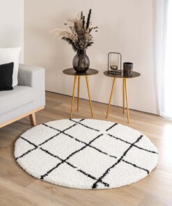 Round berber rug - Artisan white/black - sfeer