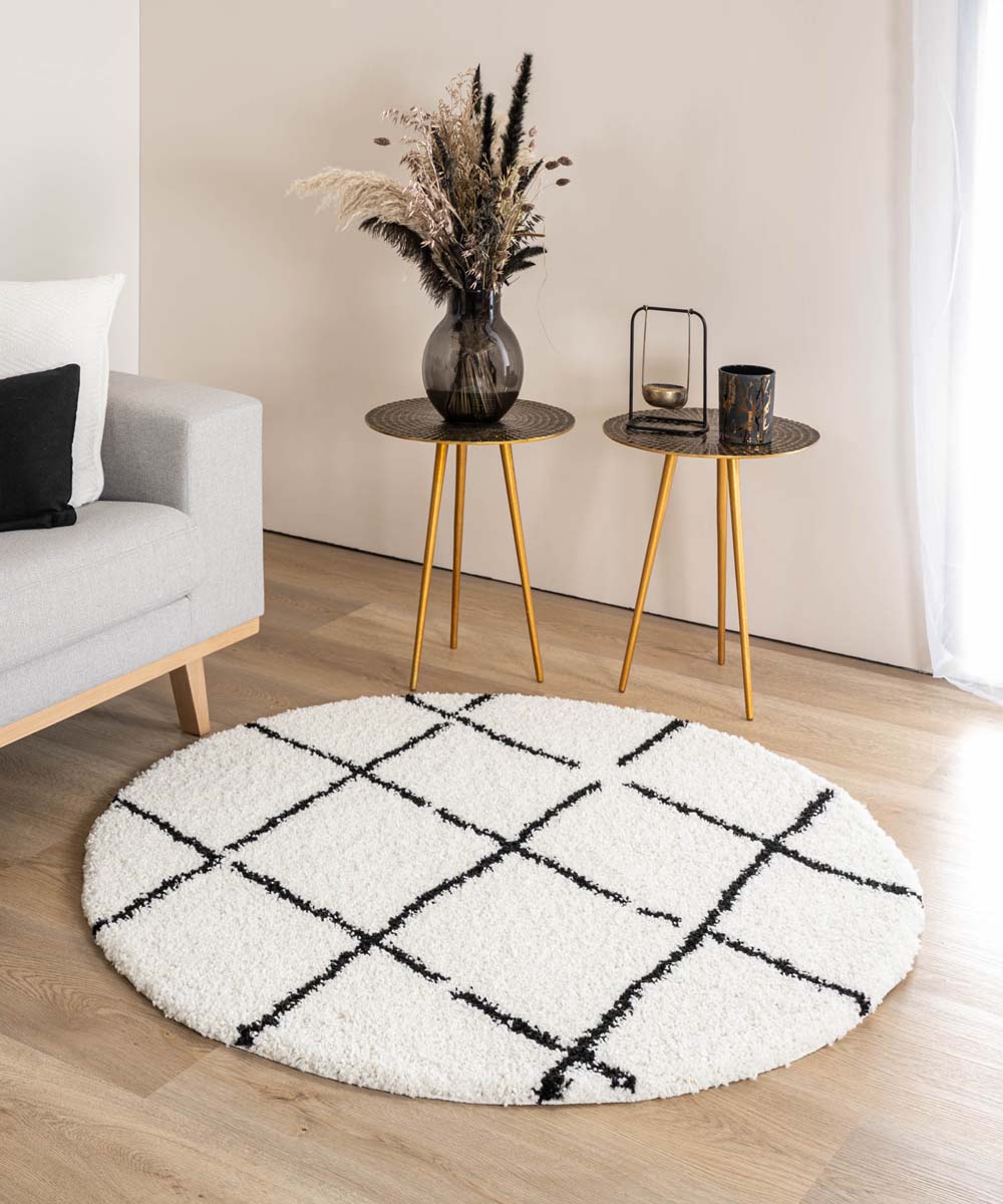 Round berber rug - Artisan white/black - sfeer Round berber rug - Artisan white/black - sfeer