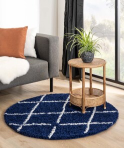 Round berber rug - Habitat navy blue/white - sfeer
