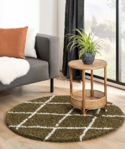 Round berber rug - Habitat olive green/white - sfeer, thumbnail