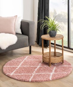 Round berber rug - Habitat pink/white - sfeer