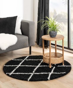 Round berber rug - Habitat black/white - sfeer