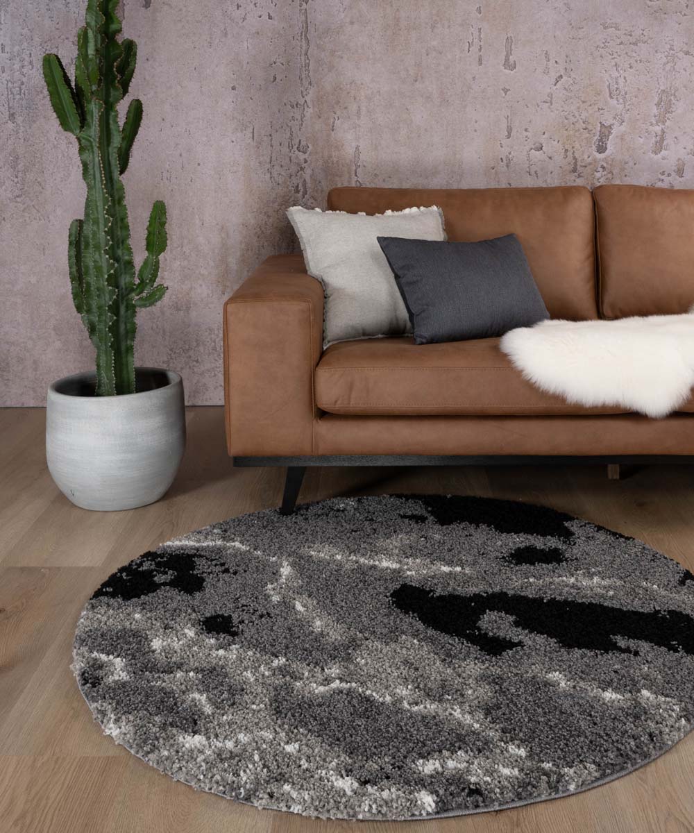 Round marble rug - Marble Artisan grey - sfeer Round marble rug - Marble Artisan grey - sfeer