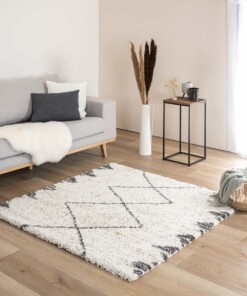 Square berber rug - Artisan Tizi white/grey - sfeer