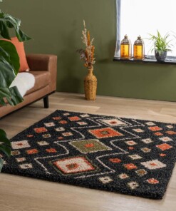 Square boho rug​ - Artisan anthracite/multi - sfeer