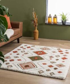 Square boho rug​ - Artisan white/multi - sfeer