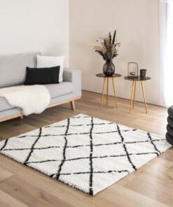 Square berber rug - Artisan white/black - sfeer