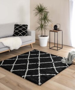 Square Thick Diamond Rug Artisan - Black/White - sfeer