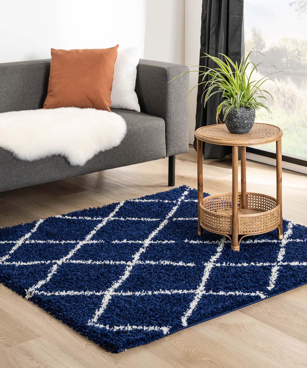 Square berber rug - Habitat navy blue/white - sfeer Square berber rug - Habitat navy blue/white - sfeer