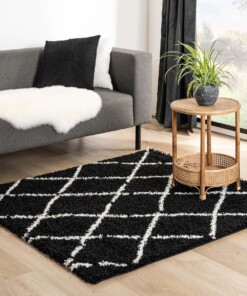 Square berber rug - Habitat black/white - sfeer