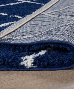 Thick Diamond Runner Rug Artisan - Navy blue/White - close up vouw, thumbnail