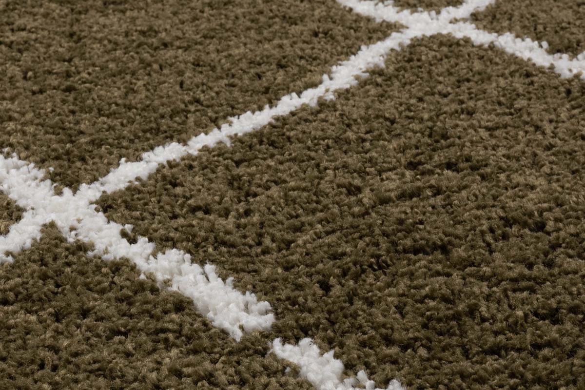 Thick Diamond Rug Artisan - Olive green/White - close up materiaal Thick Diamond Rug Artisan - Olive green/White - close up materiaal