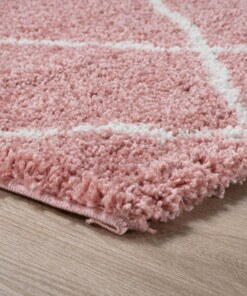 Berber rug - Artisan pink/white - close up hoek, thumbnail