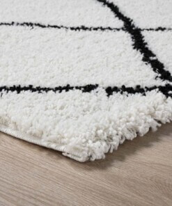Berber runner rug - Artisan white/black - close up hoek, thumbnail