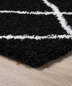 Thick Diamond Rug Artisan - Black/White - close up hoek, thumbnail