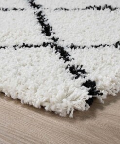 Runner rug thick - Habitat white/black - close up, thumbnail