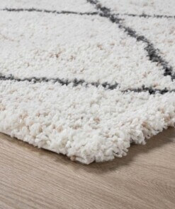 Berber runner rug - Artisan Ouar white/grey - close up hoek, thumbnail