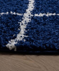 Round berber rug - Habitat navy blue/white - close up, thumbnail