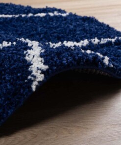 Round berber rug - Habitat navy blue/white - close up, thumbnail