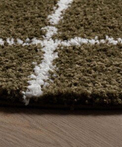 Round berber rug - Habitat olive green/white - close up, thumbnail