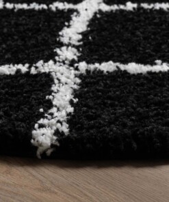 Round berber rug - Habitat black/white - close up, thumbnail