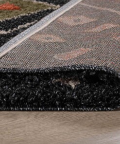Square boho rug​ - Artisan anthracite/multi - close up, thumbnail