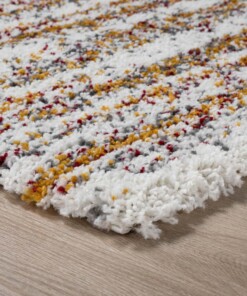 Square berber rug - Artisan Essa white/multi - close up, thumbnail