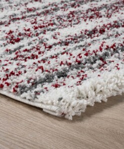 Square berber rug - Artisan Essa grey/red - close up, thumbnail