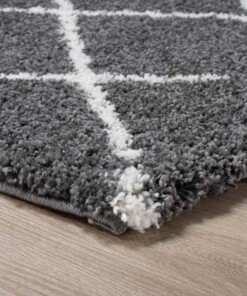 Square berber rug - Artisan grey/white - close up, thumbnail