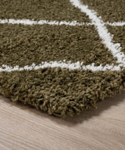 Square Thick Diamond Rug Artisan - Olive green/White - close up, thumbnail Square Thick Diamond Rug Artisan - Olive green/White - close up, thumbnail