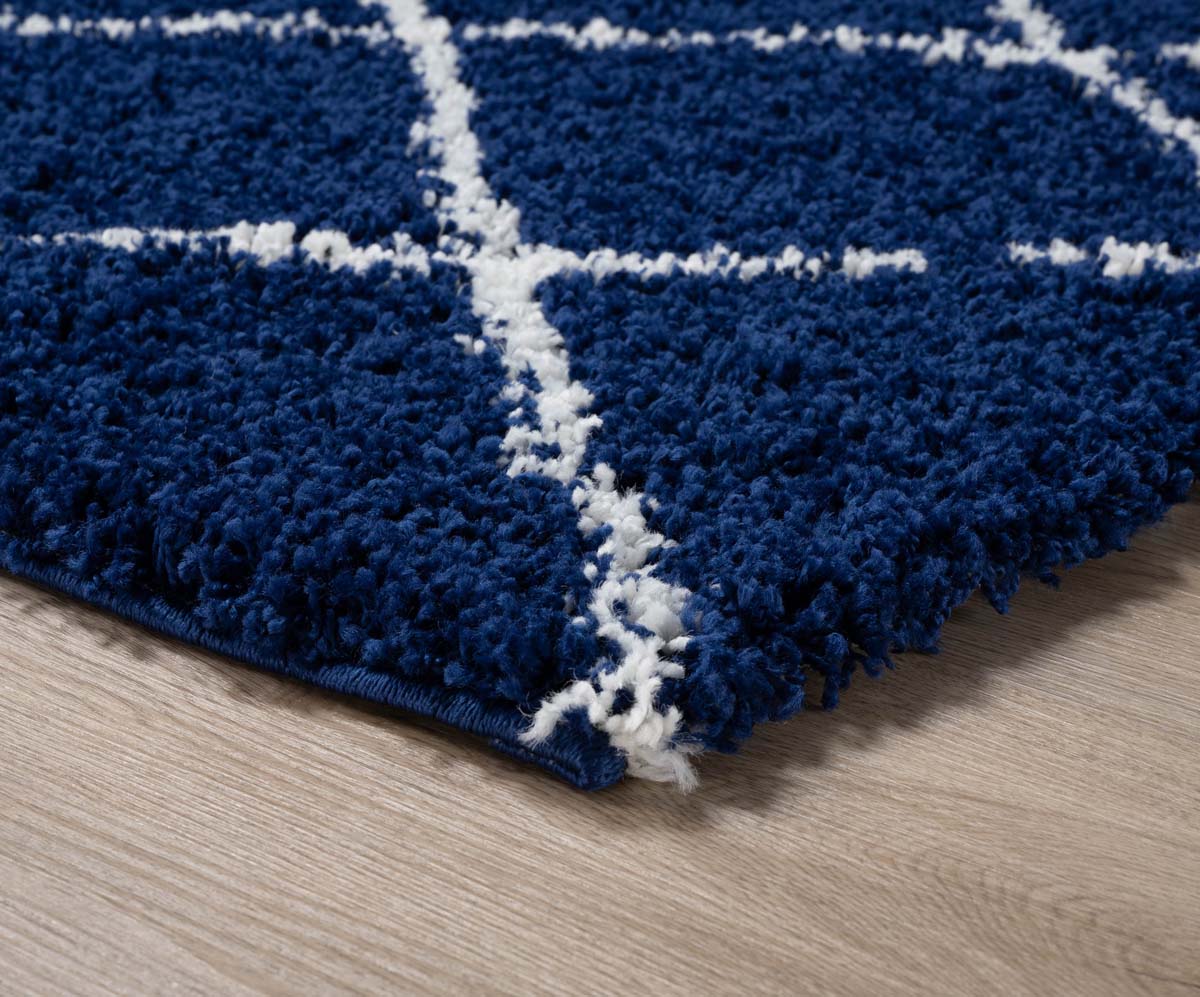Square berber rug - Habitat navy blue/white - close up Square berber rug - Habitat navy blue/white - close up