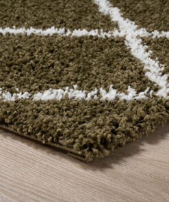 Square berber rug - Habitat olive green/white - close up, thumbnail Square berber rug - Habitat olive green/white - close up, thumbnail