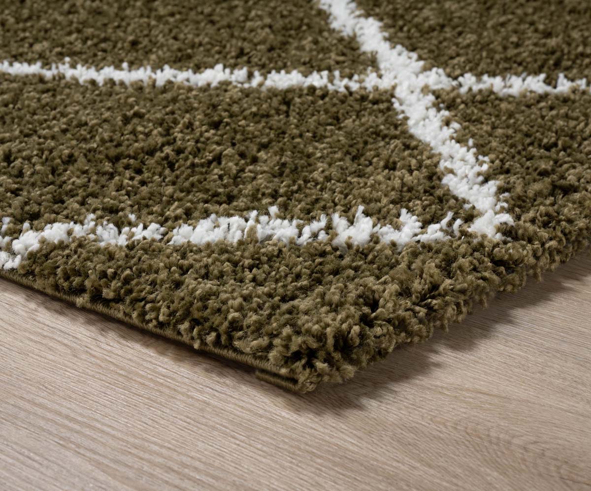 Square berber rug - Habitat olive green/white - close up Square berber rug - Habitat olive green/white - close up
