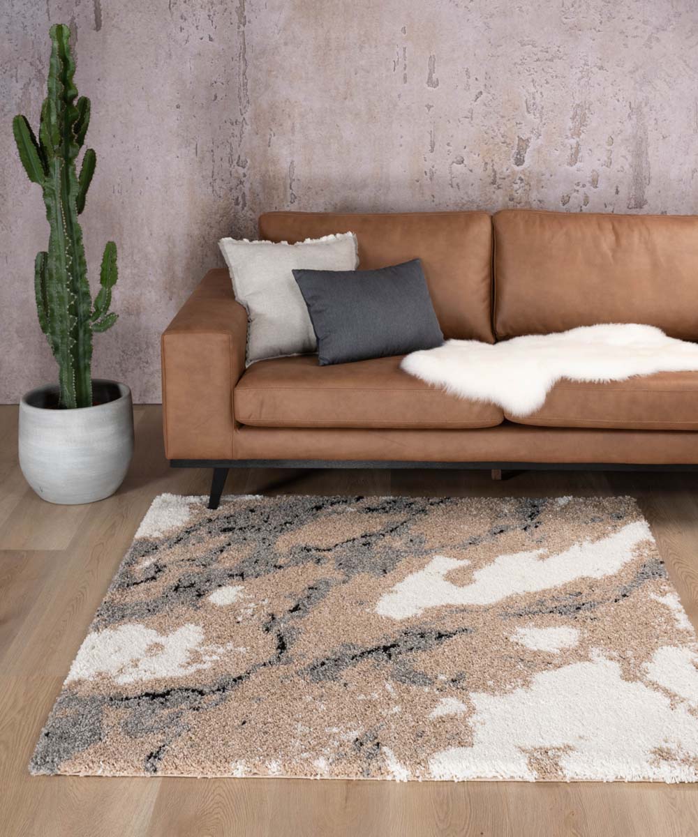 Square marble rug - Marble Artisan beige - sfeer Square marble rug - Marble Artisan beige - sfeer