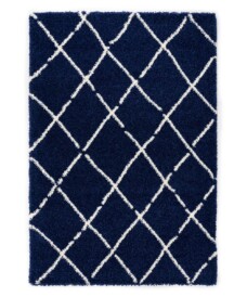 Thick Diamond Runner Rug Artisan - Navy blue/White - overzicht, thumbnail