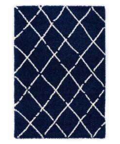 Thick Diamond Runner Rug Artisan - Navy blue/White - overzicht, thumbnail
