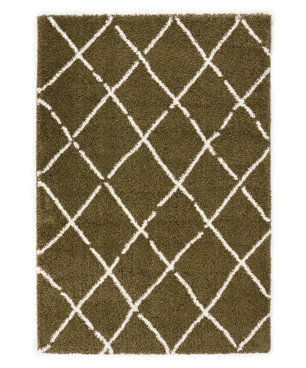 Thick Diamond Rug Artisan - Olive green/White - overzicht Thick Diamond Rug Artisan - Olive green/White - overzicht