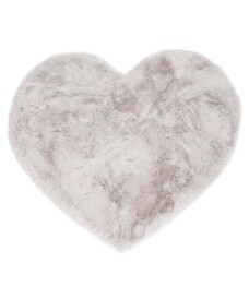 Kids rug heart - Fluffy light grey - overzicht boven, thumbnail